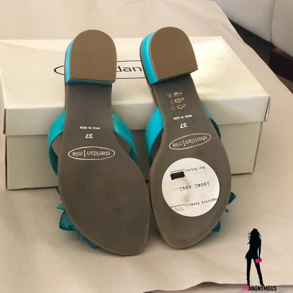 Turquiose Floral Flipflops - Picture 6 of 6